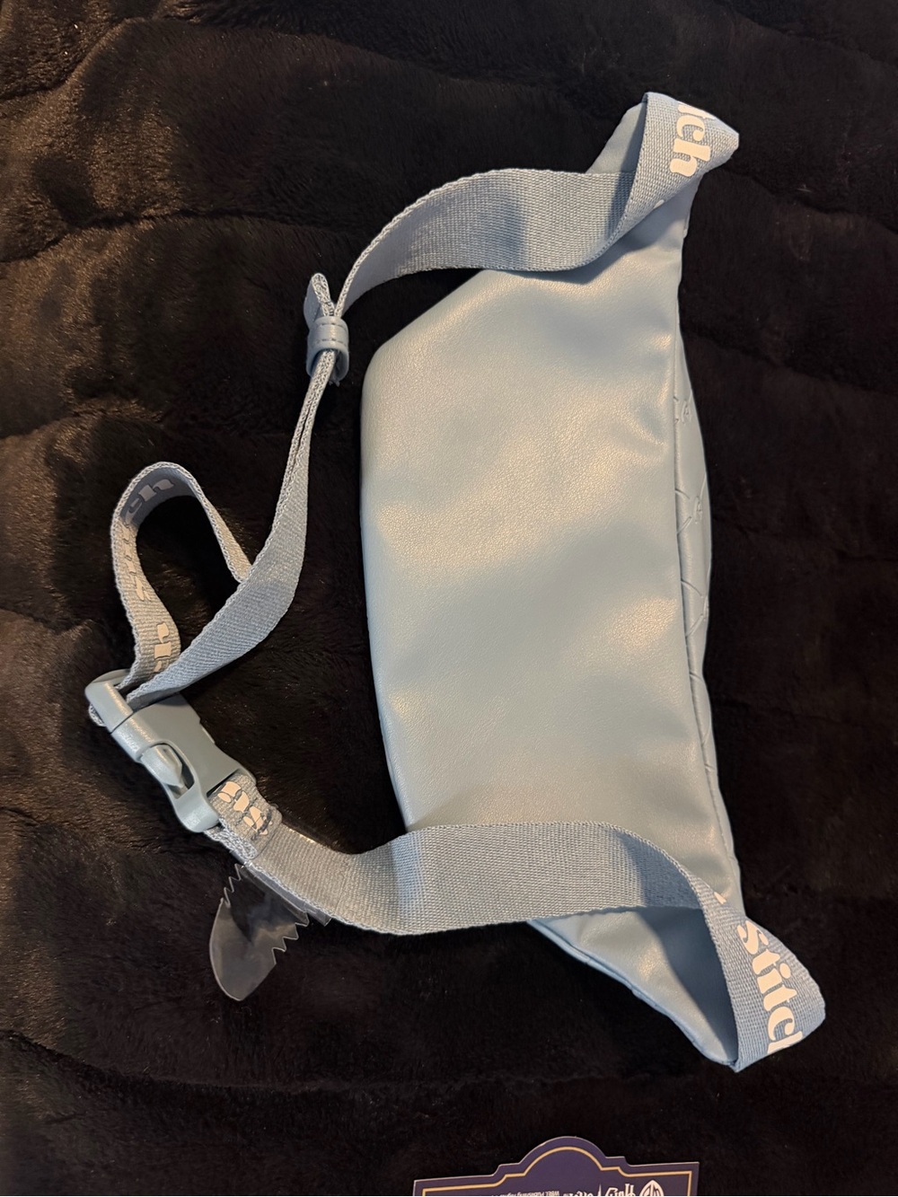 Primark Light Blue Quilted Crossbody Belt Bag with Embroidered Character - Picture 2 of 2